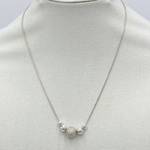 925 Sterling Silver Five Beads Pendant Necklace